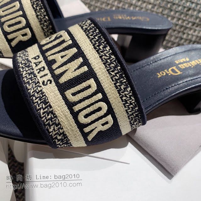 DIOR女鞋 迪奧2021專櫃新款磨砂新大底涼拖 Dior一字型刺繡平拖  naq1510